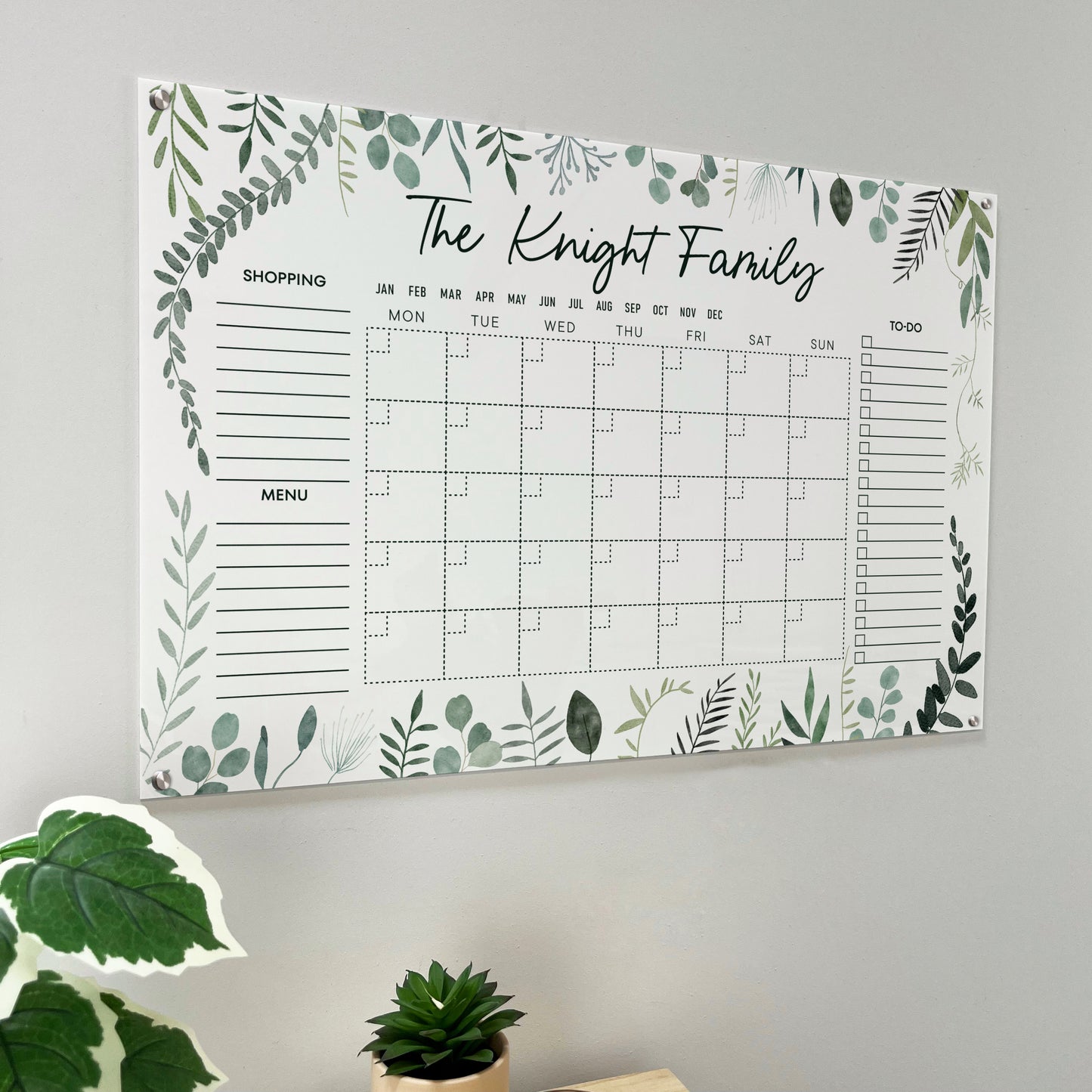 Personalised Monthly Wall Planner - Eucalyptus Design