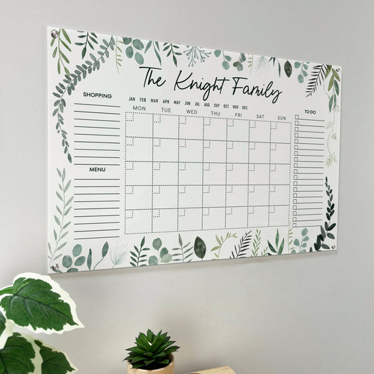 Personalised Monthly Wall Planner - Eucalyptus Design
