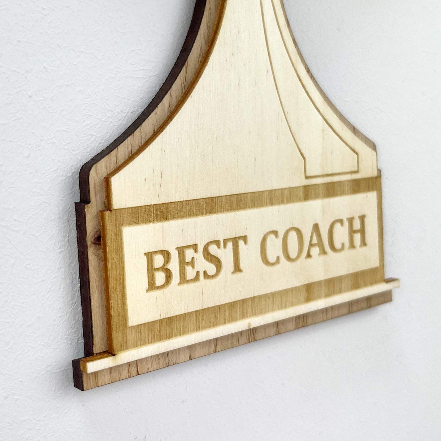 Sports Coach Thank You Trophy, Personalised Wooden Engraved Trophy Plaque