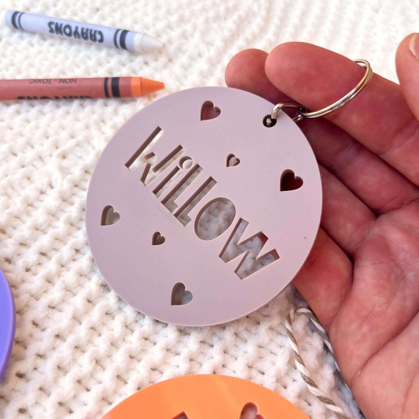 Round Acrylic Personalised Name Bag Tag