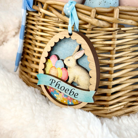 Wooden Layered Personalised Easter Decoration - Rabbit