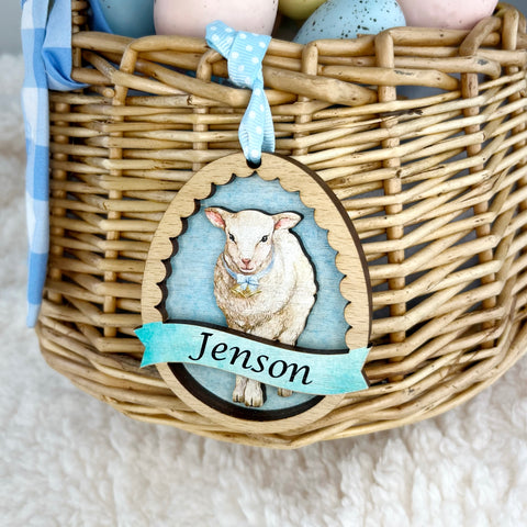 Wooden Layered Personalised Easter Decoration - Spring Lamb