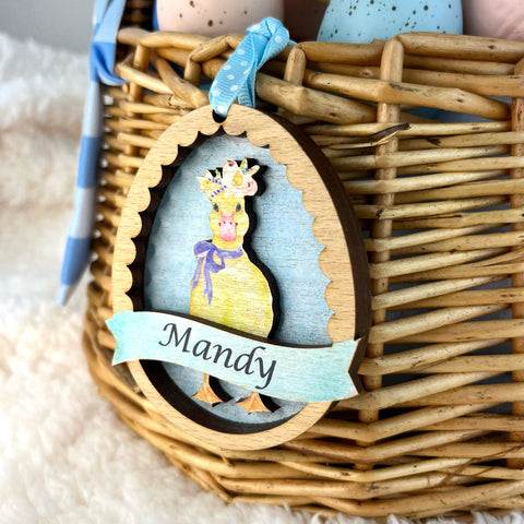 Wooden Layered Personalised Easter Decoration - Duck