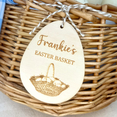 Personalised Wooden Engraved Easter Basket Tag - Easter Egg Basket