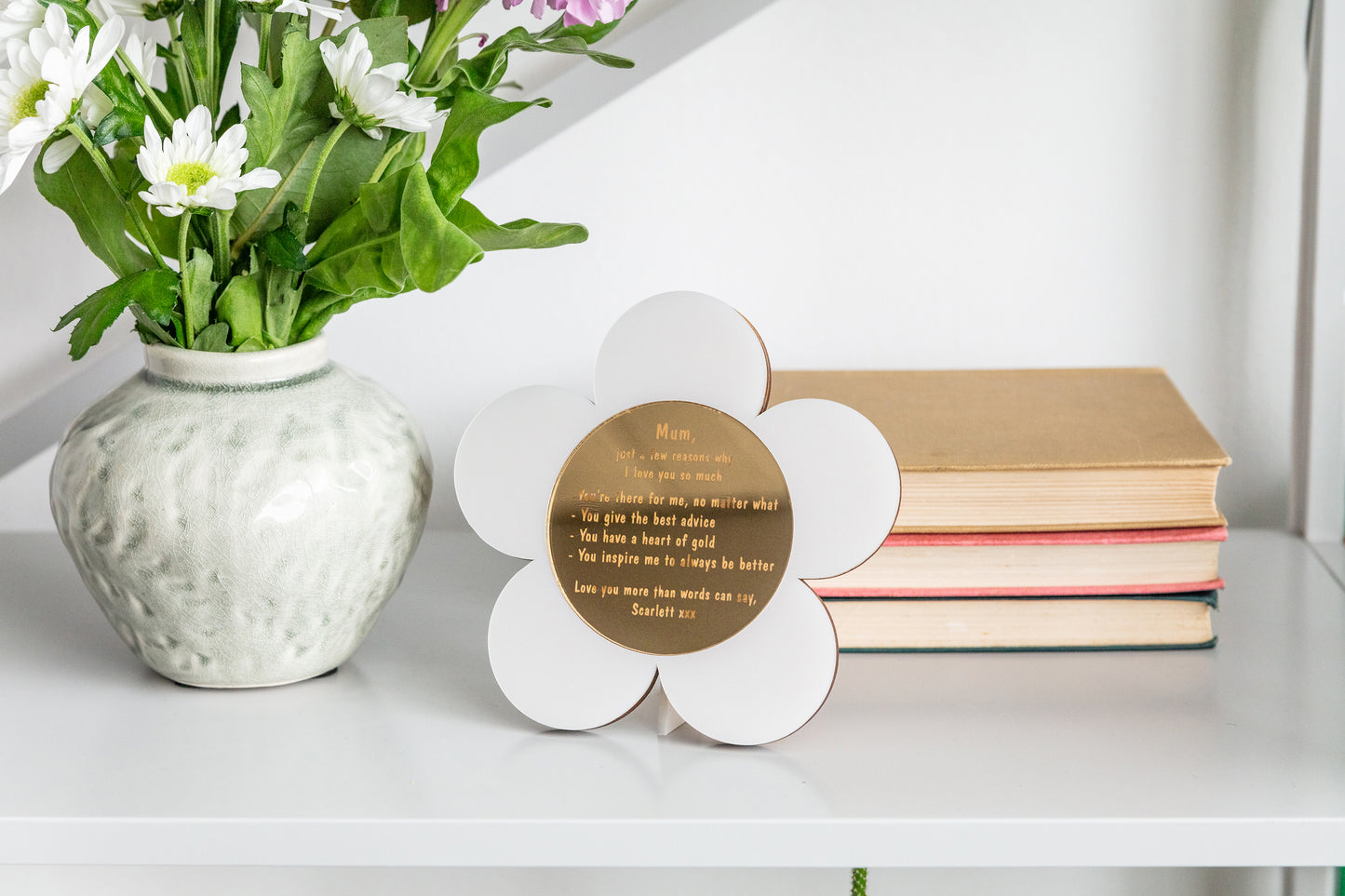 Personalised Reasons Why I Love You White & Gold Daisy Frame