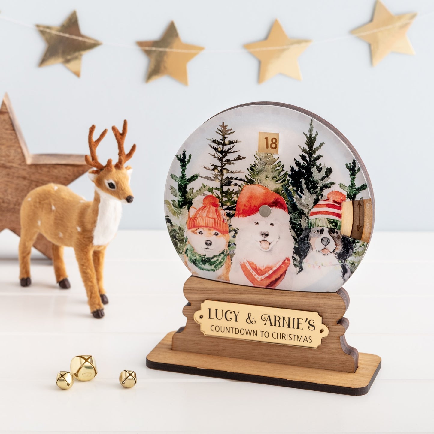 Countdown to christmas personalised snow globe Christmas dogs advent calendar