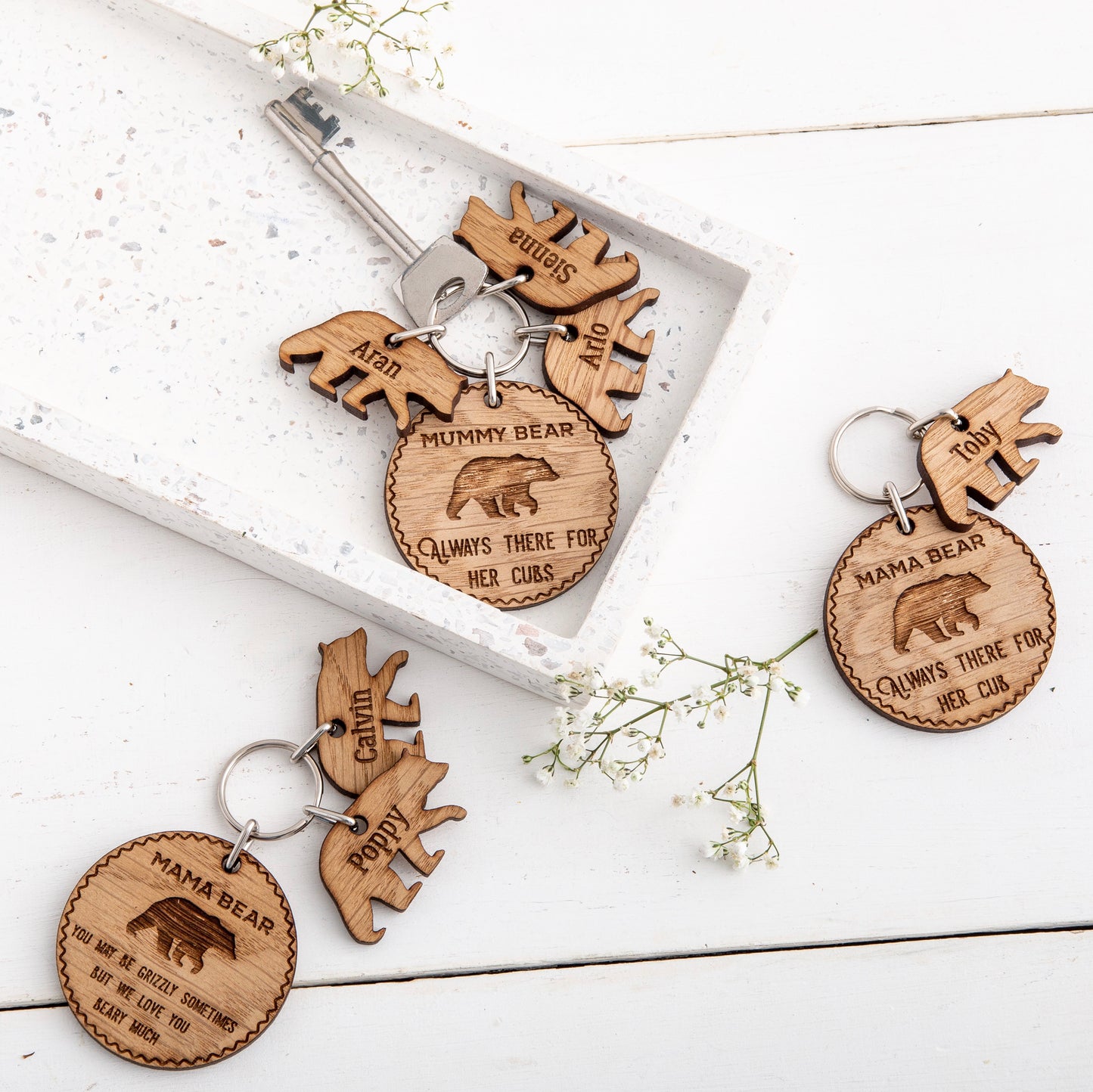 Mummy Bear Keyring with Charms - Different options