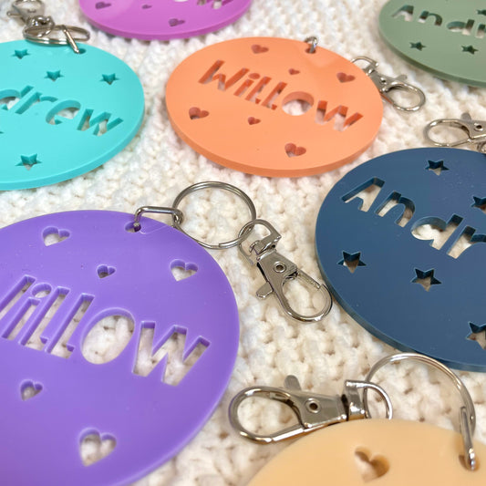 Round Acrylic Personalised Name Bag Tag