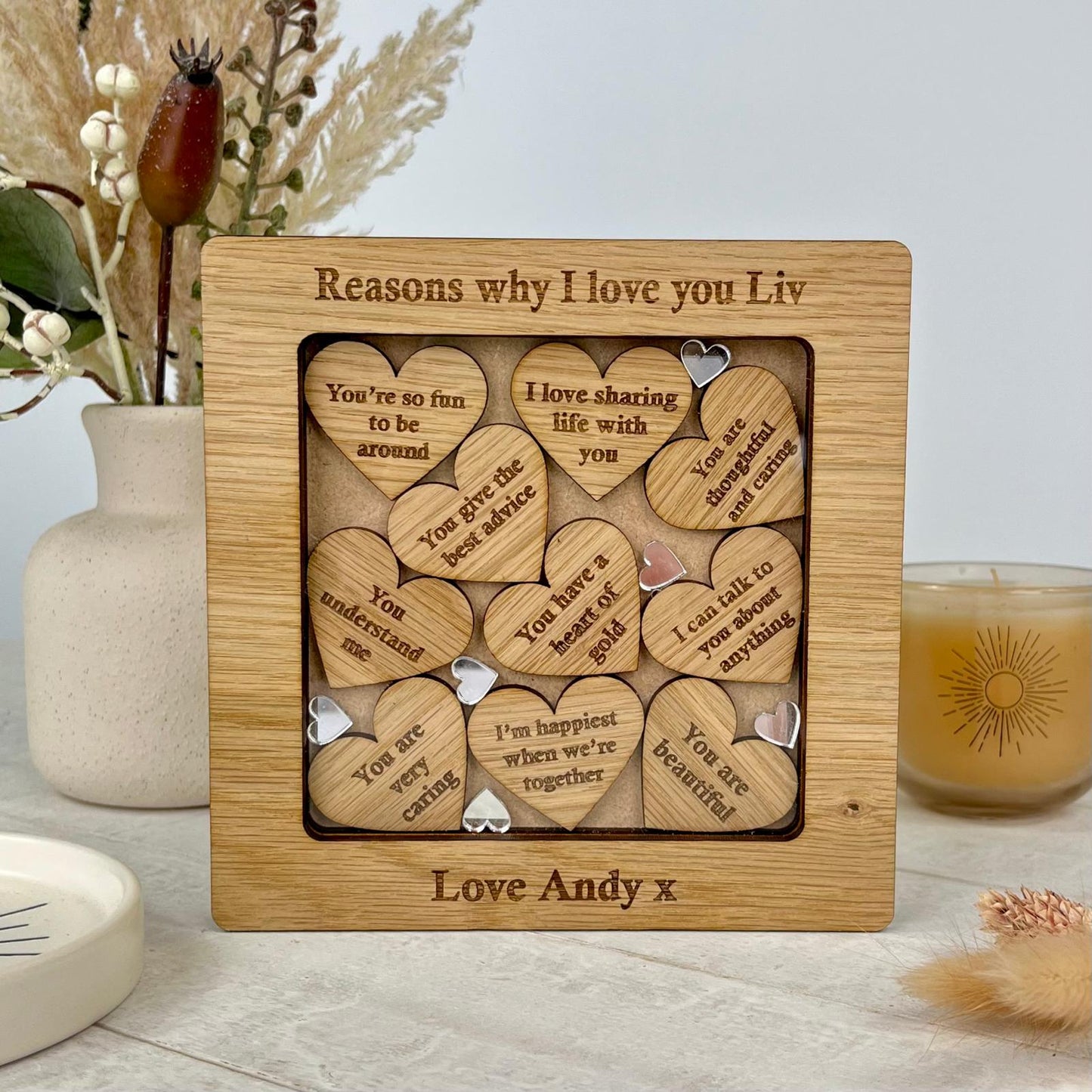 Heart Shaped 'Reasons Why I Love You' Custom Frame