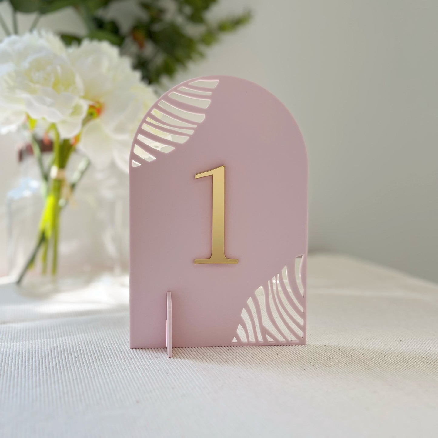 Mirrored acrylic table numbers for weddings, laser cut by The Bespoke Workshop