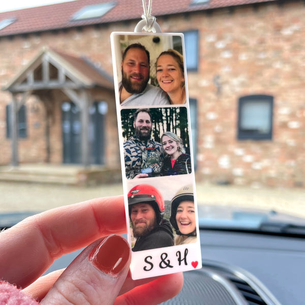 Personalised Photo Car Ornament, Hanging Photo Strip Decoration