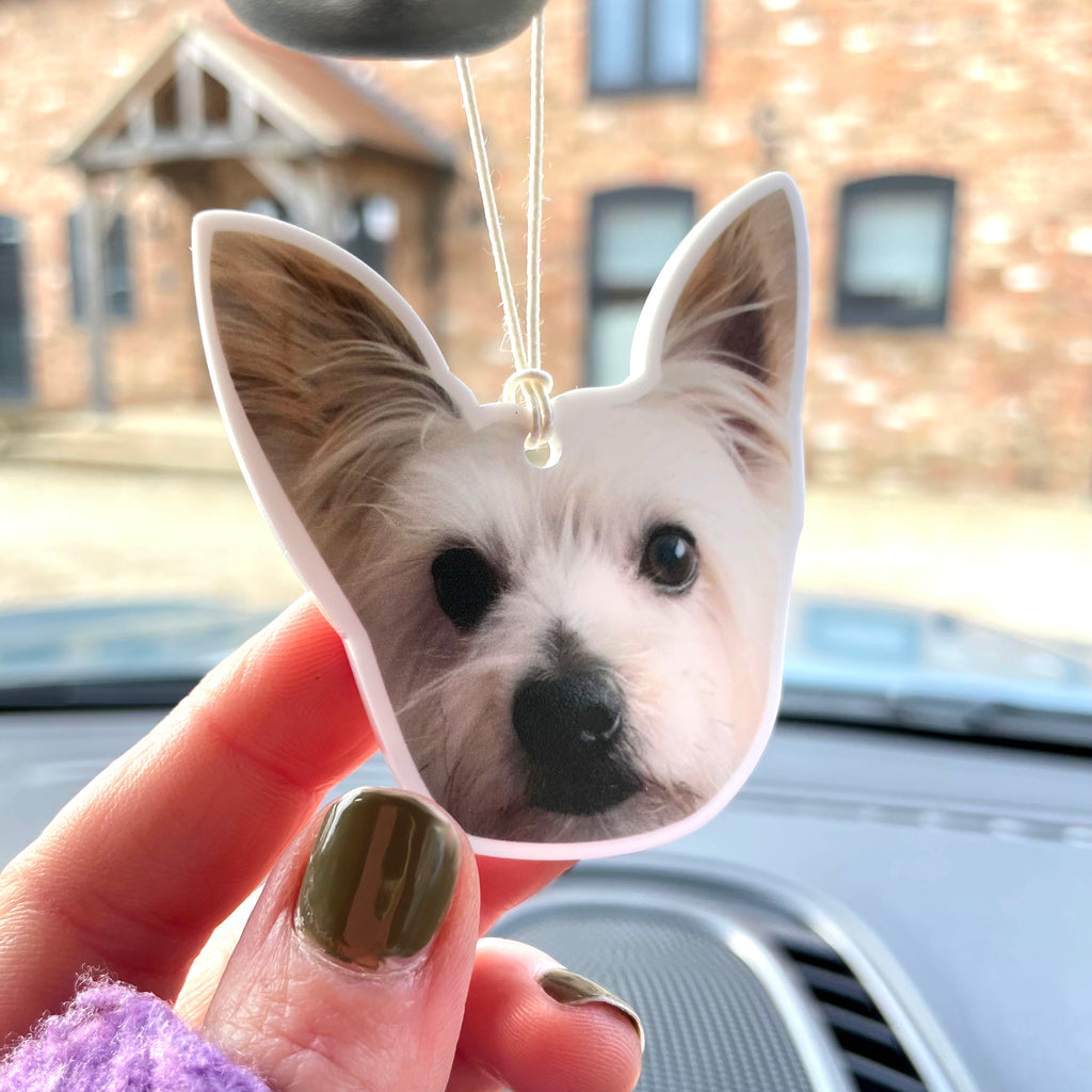 Personalised Pet Car Ornament, Hanging Photograph