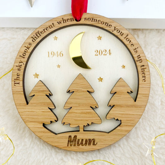 Personalised Memorial Christmas Tree Decoration - 'The Sky Looks Different When...'