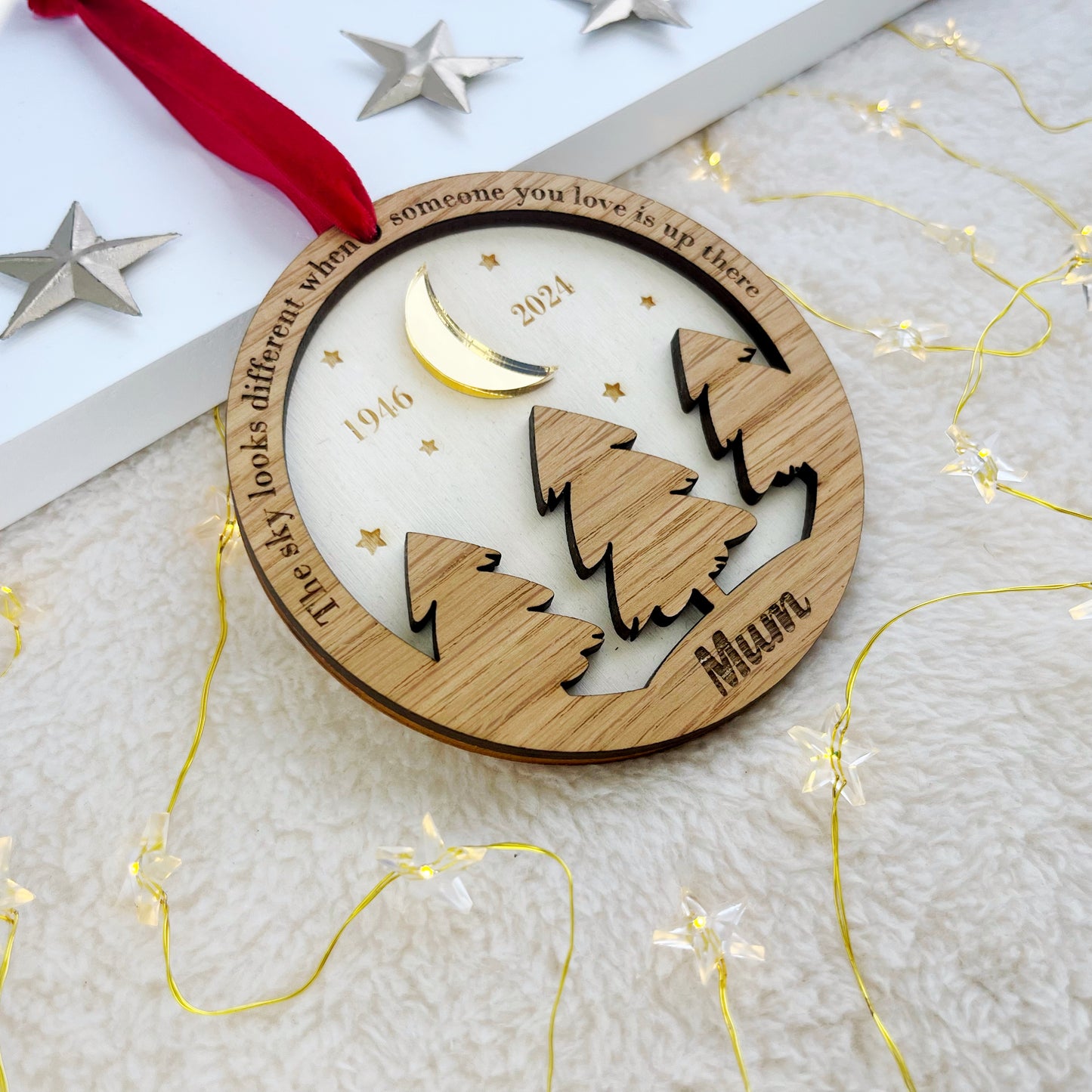 Personalised Memorial Christmas Tree Decoration - 'The Sky Looks Different When...'