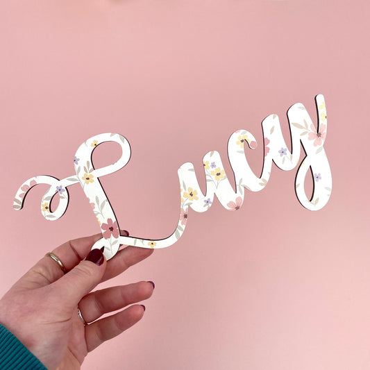 Personalised Printed Name Sign - Ditsy Flower Pattern
