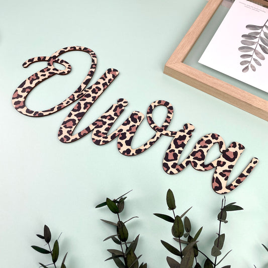 Personalised Printed Name Sign - Leopard Print Pattern