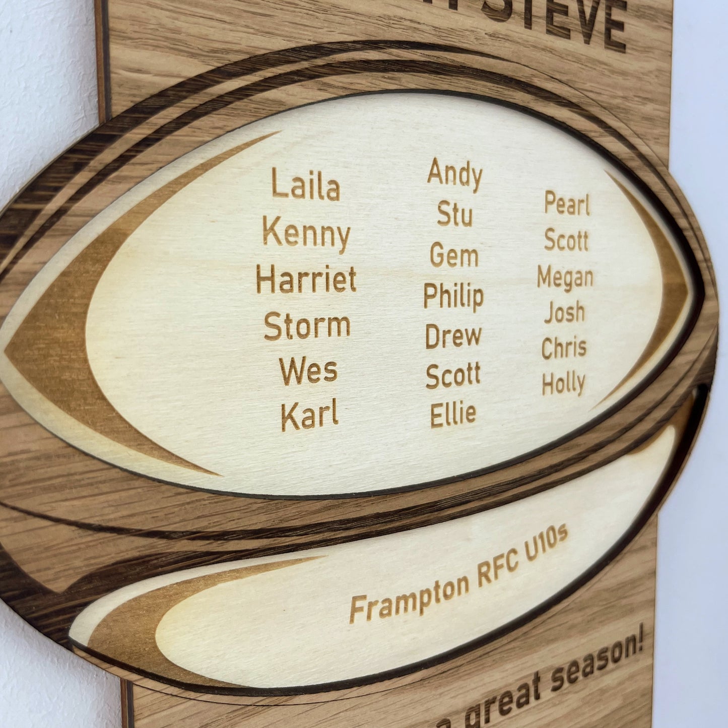 Rugby Coach Thank You Gift, Personalised Wooden Engraved Plaque