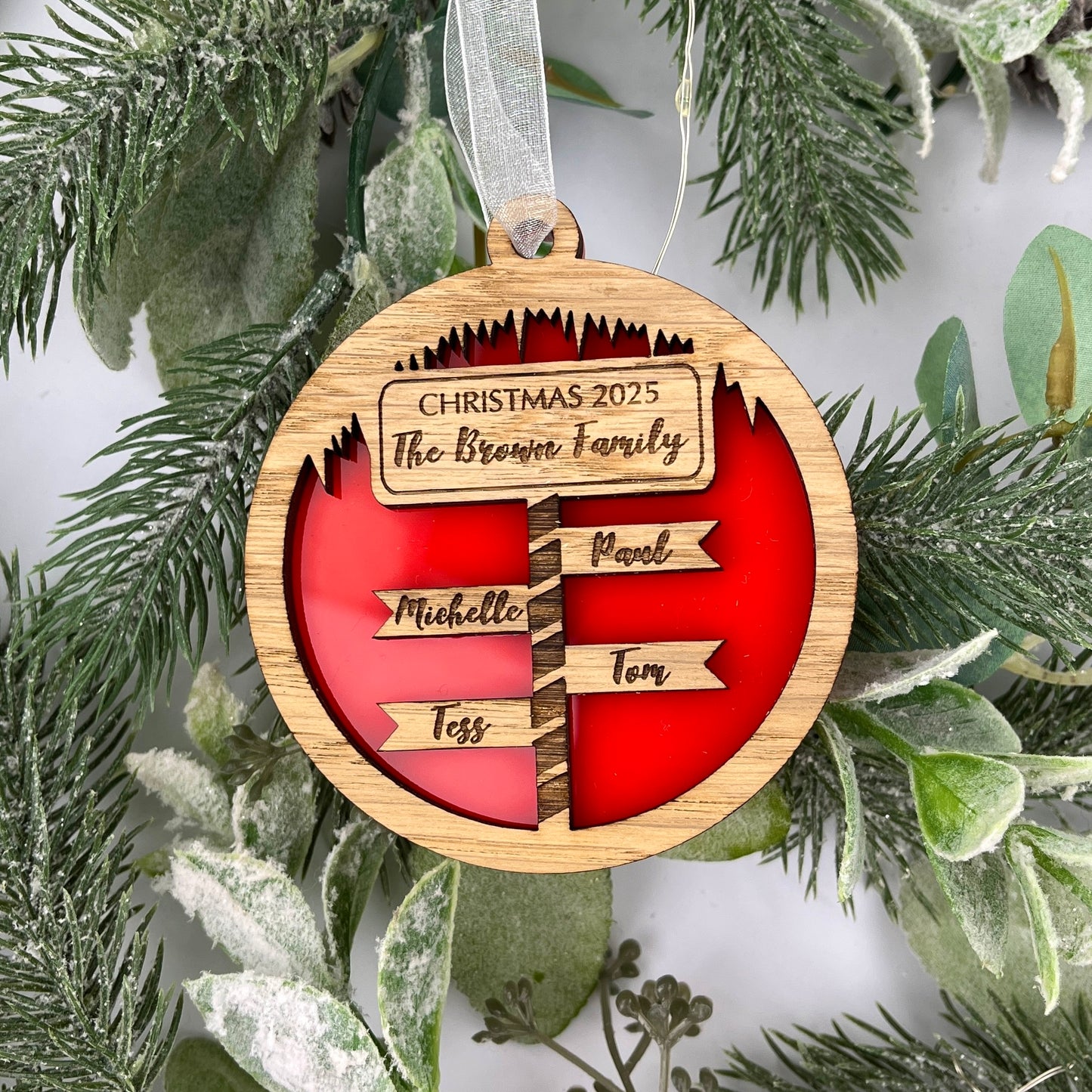 Personalised Christmas North Pole Sign Post Bauble - available in a choice of colours