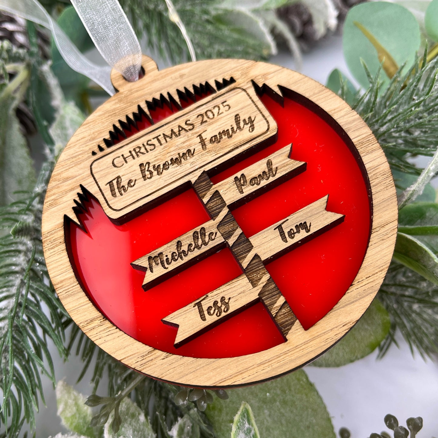 Personalised Christmas North Pole Sign Post Bauble - available in a choice of colours