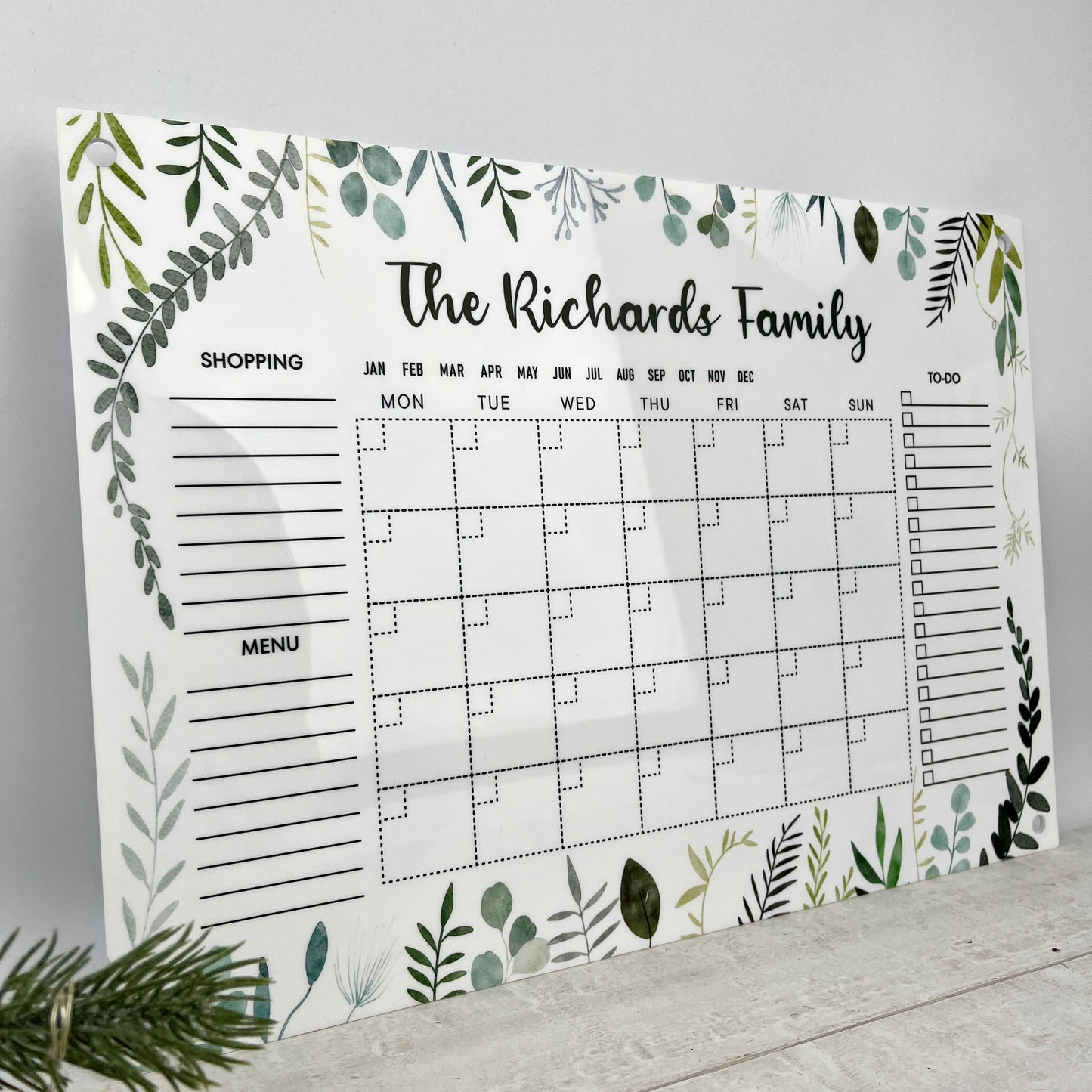 Personalised Monthly Wall Planner - Eucalyptus Design