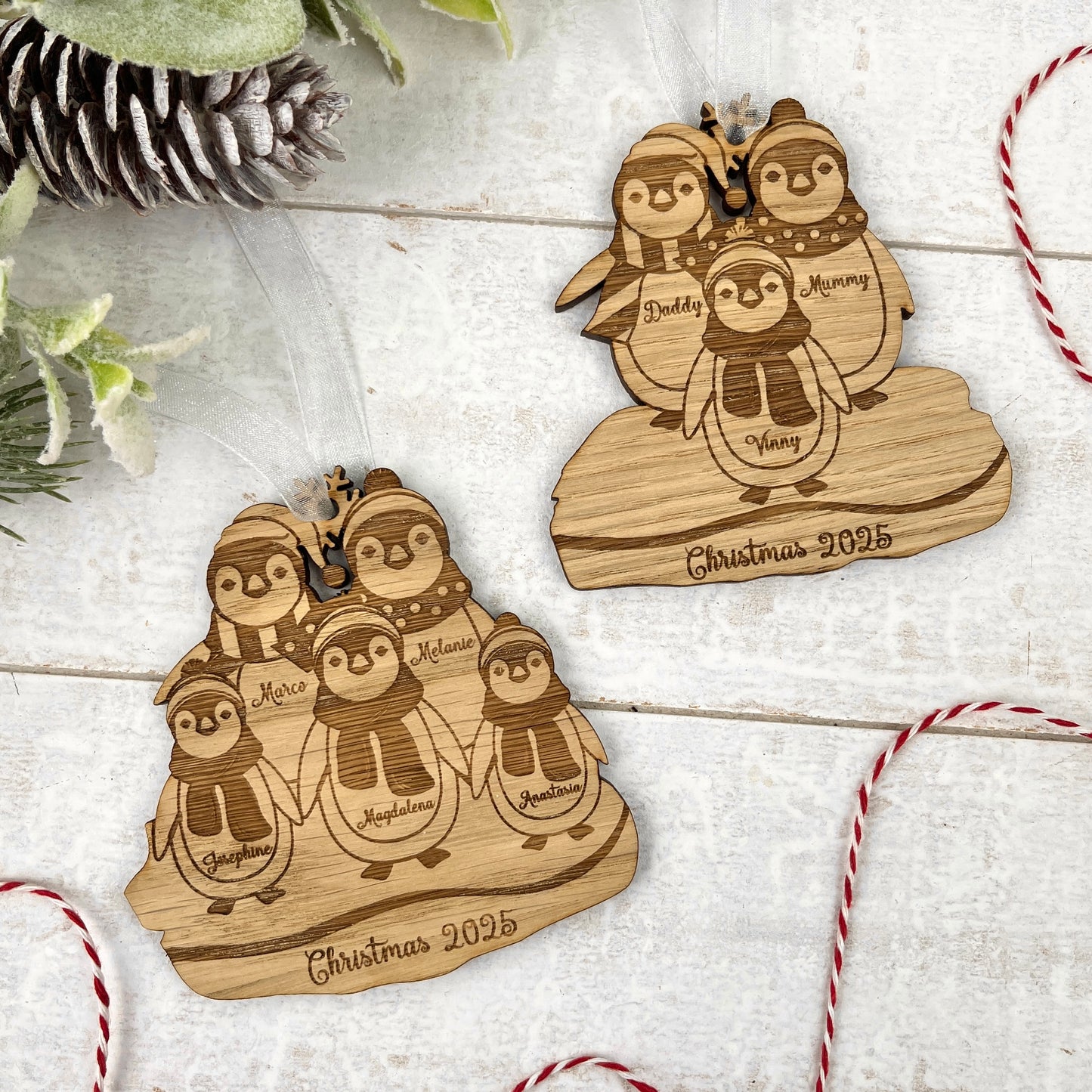 'Family of Penguins' Personalised Christmas Decoration