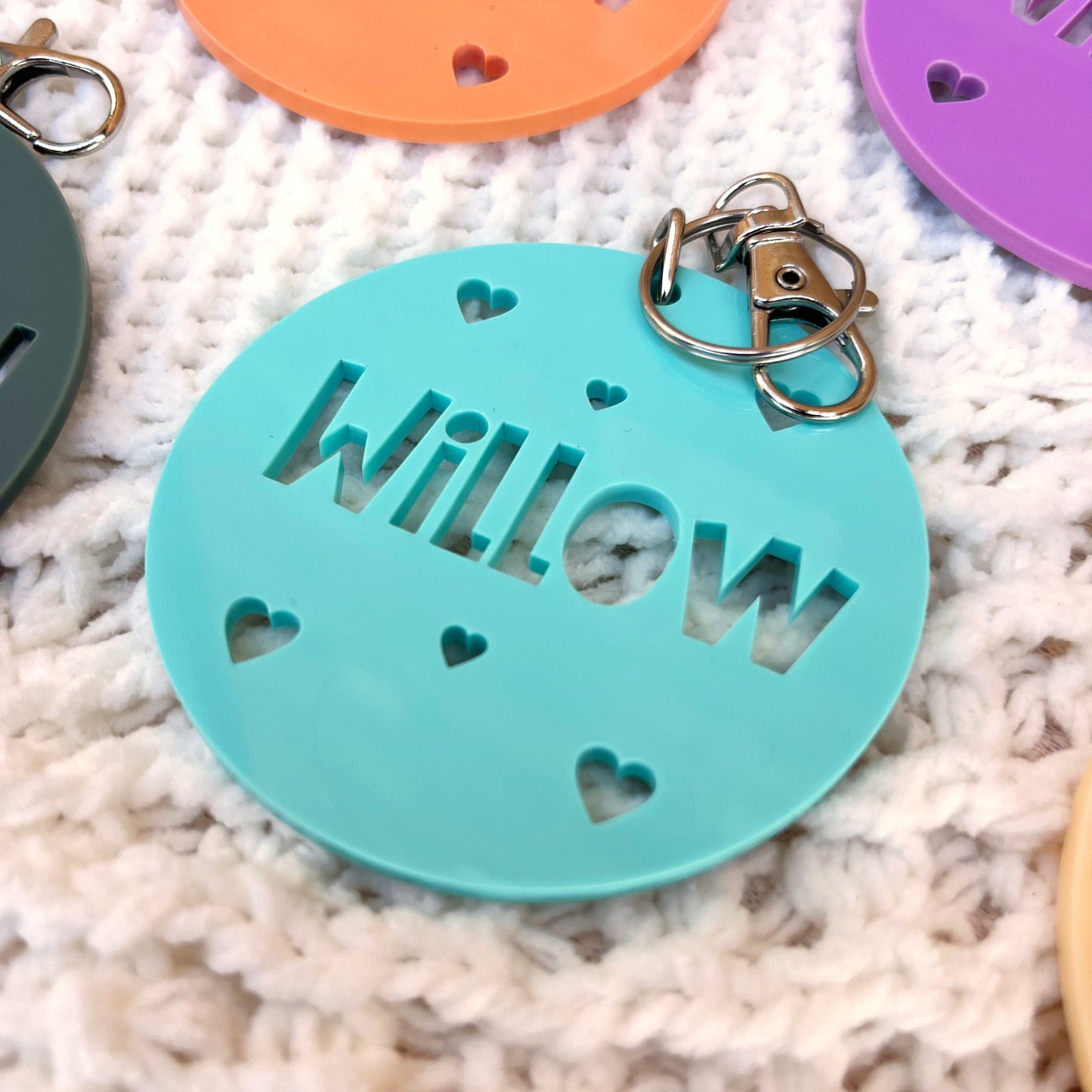 Round Acrylic Personalised Name Bag Tag