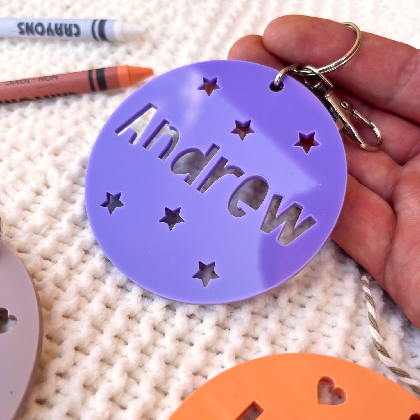 Round Acrylic Personalised Name Bag Tag