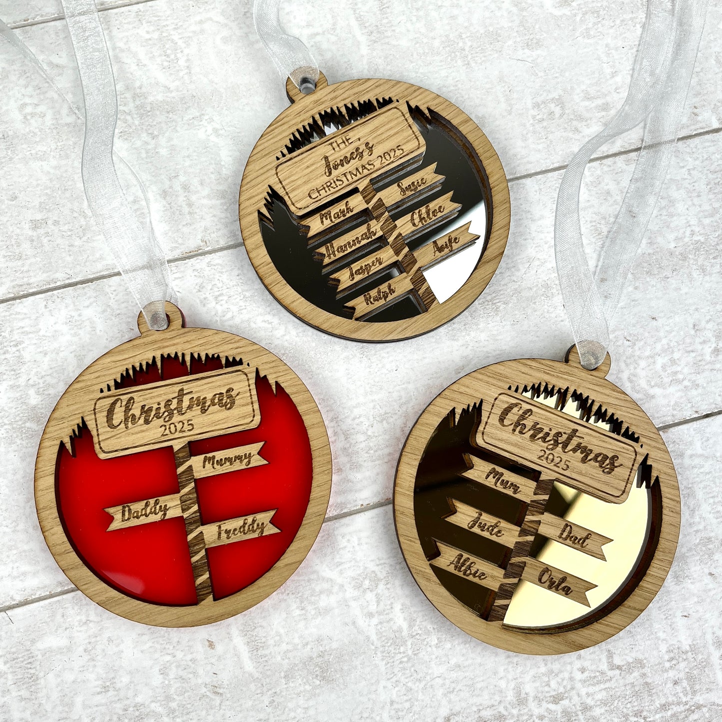 Personalised Christmas North Pole Sign Post Bauble - available in a choice of colours