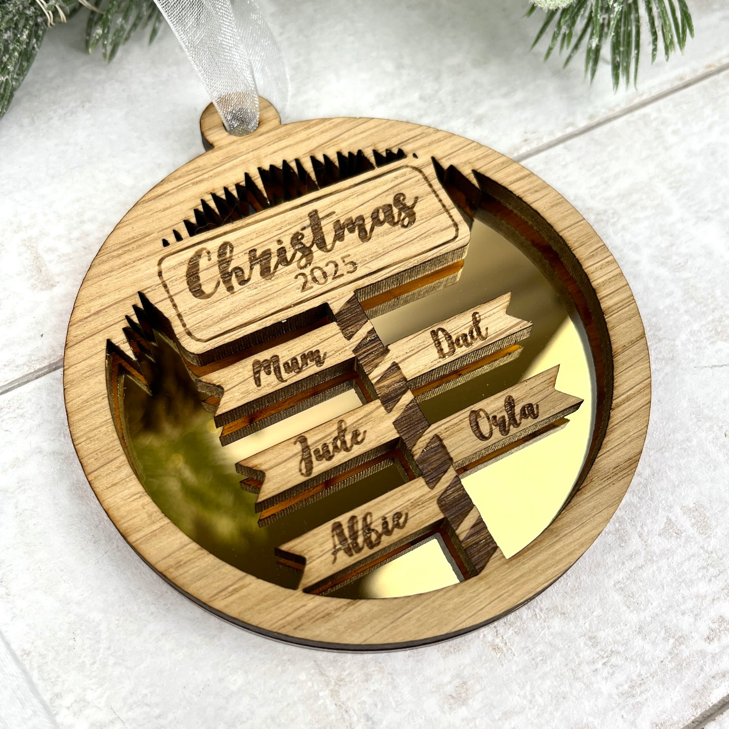 Personalised Christmas North Pole Sign Post Bauble - available in a choice of colours
