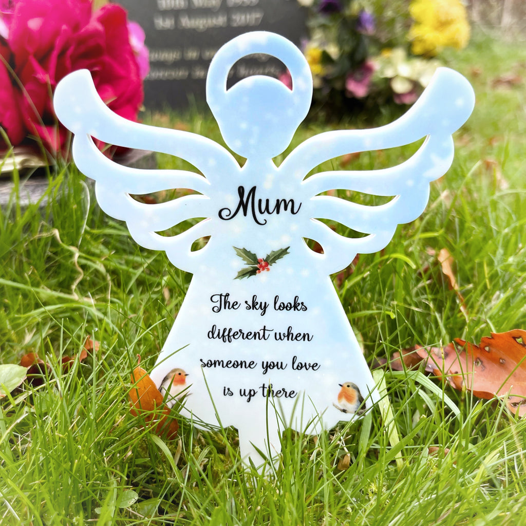 Personalised Angel Grave Marker, Remembrance decoration with stake