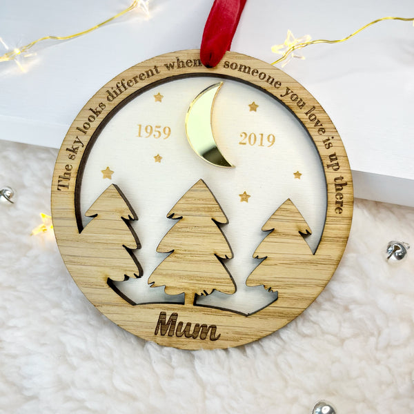 Personalised Memorial Christmas Tree Decoration - 'The Sky Looks Different When...'