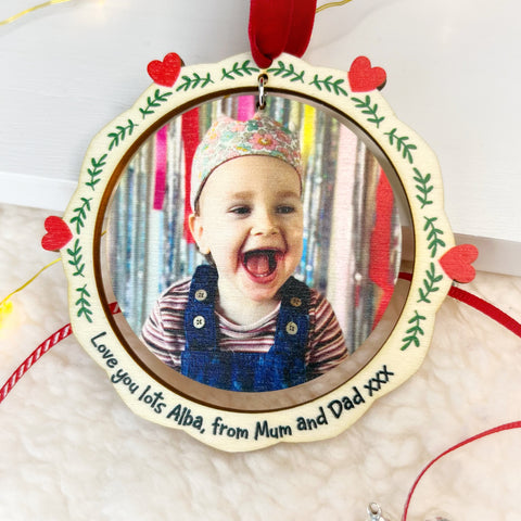 Custom Photo Christmas Decoration With Message