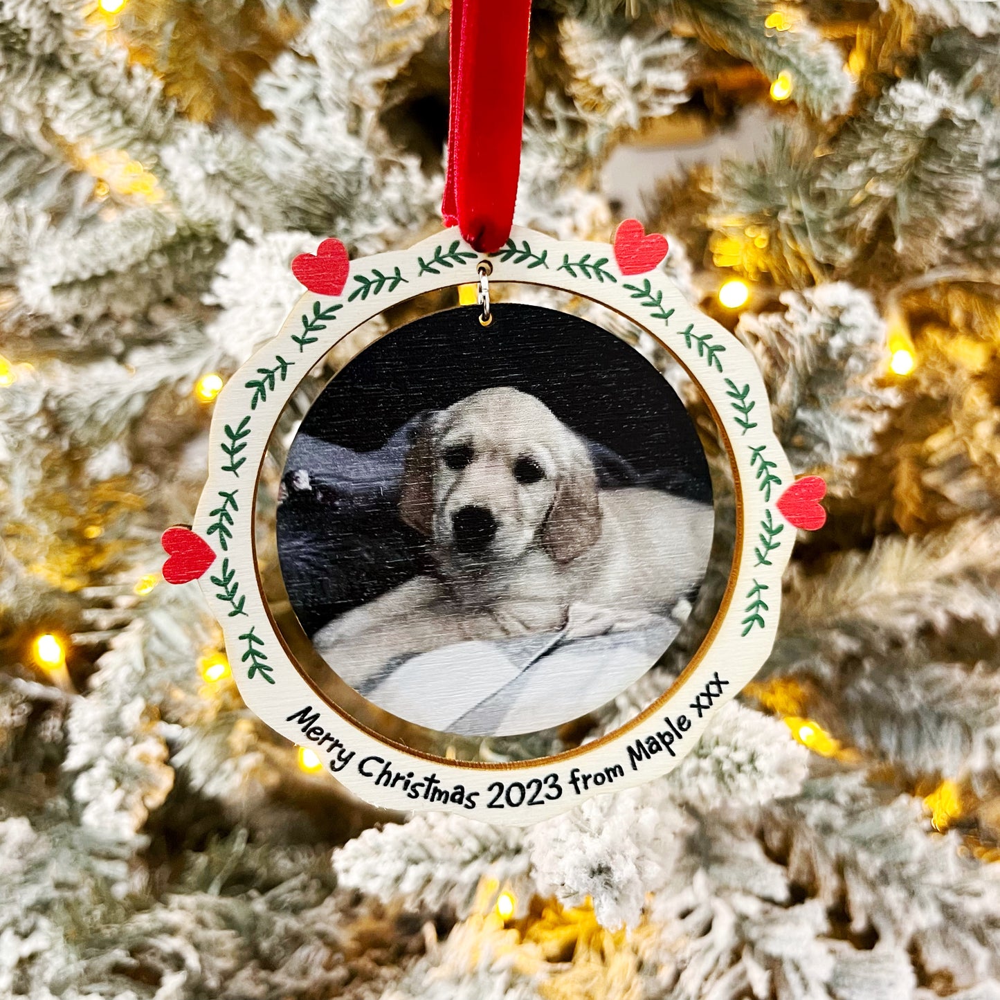 Custom Photo Christmas Decoration With Message