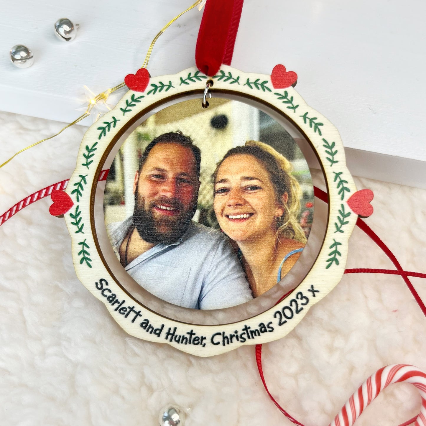 Custom Photo Christmas Decoration With Message