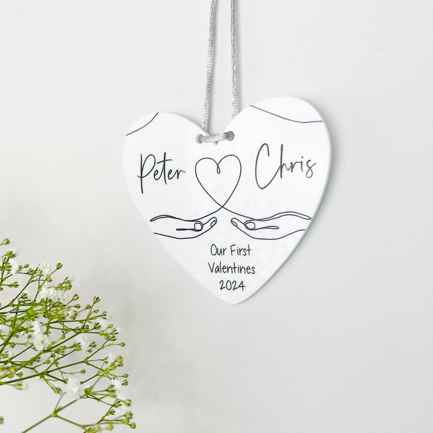 Couples Heart Shaped Line Art Decoration