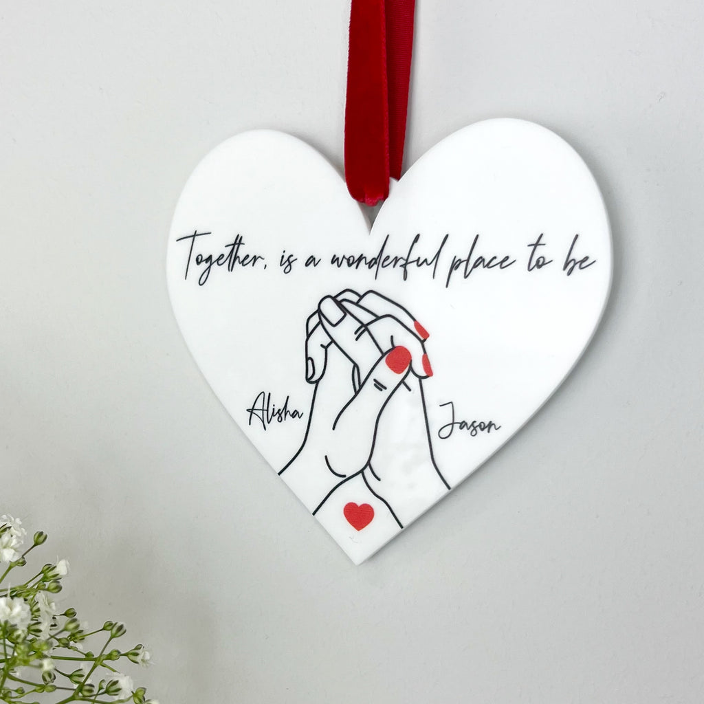 Couples Heart Shaped Personalised Keepsake Ornament