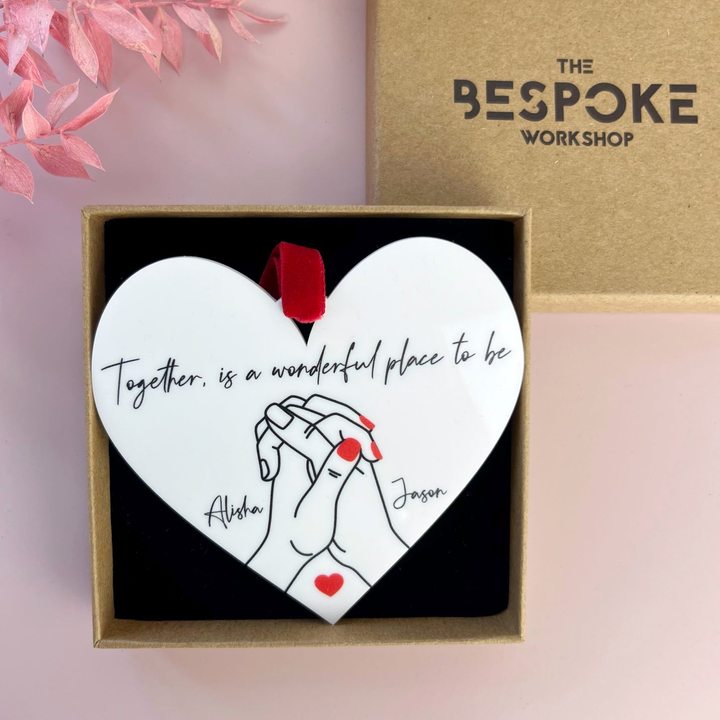 Couples Heart Shaped Personalised Keepsake Ornament