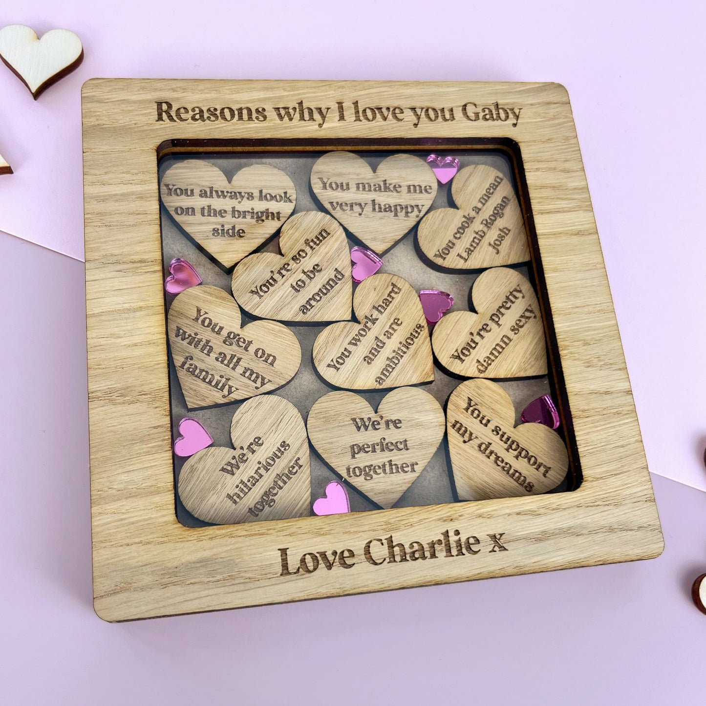 Heart Shaped 'Reasons Why I Love You' Custom Frame