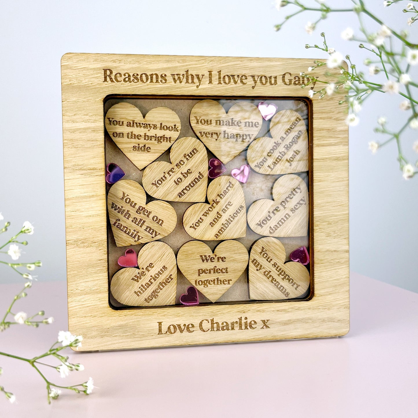 Heart Shaped 'Reasons Why I Love You' Custom Frame