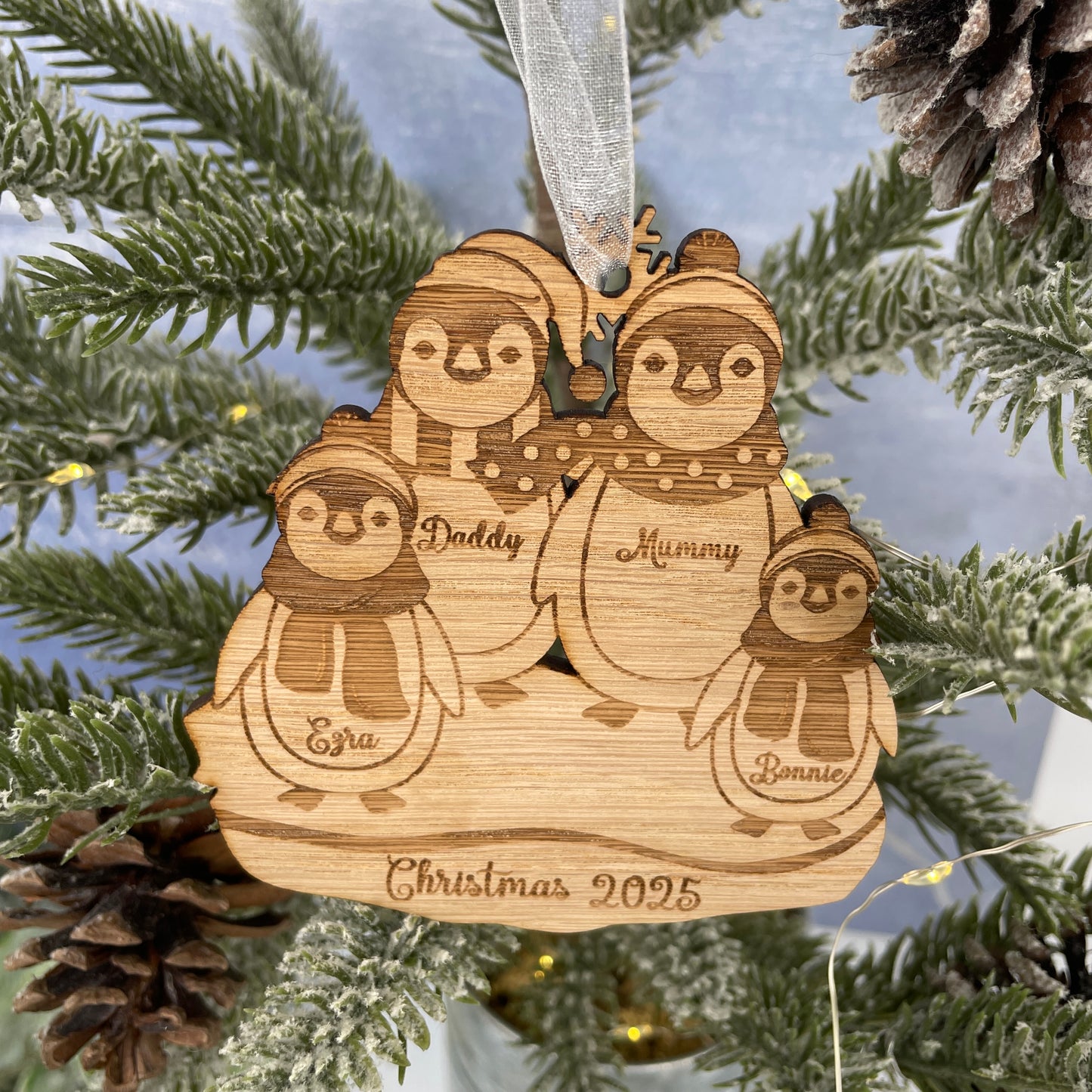 'Family of Penguins' Personalised Christmas Decoration