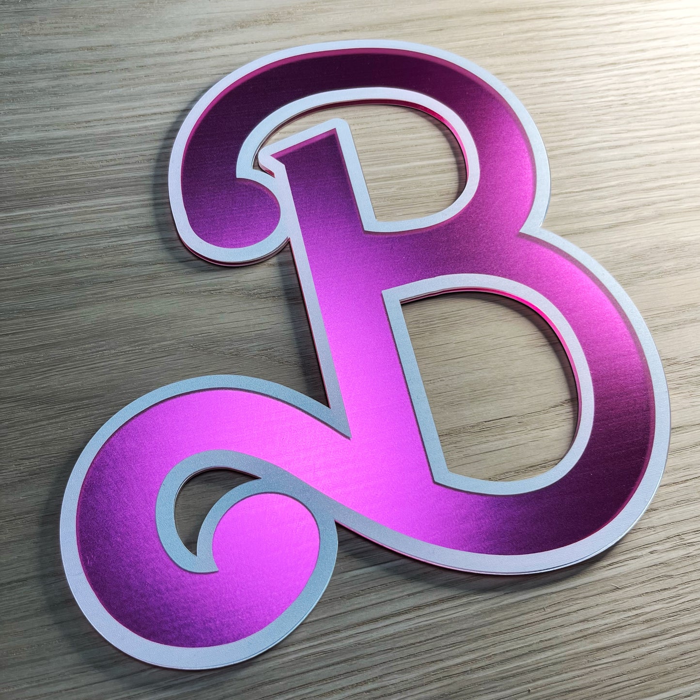 Metallic Pink & White Large Personalised Lasercut Letter