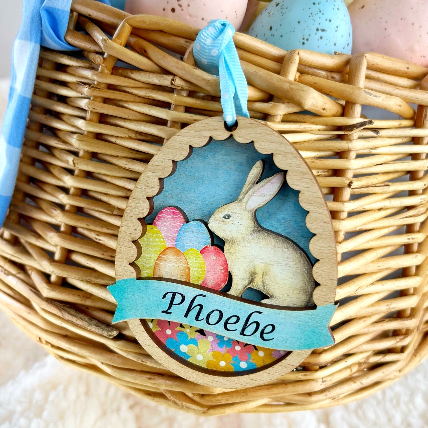 Wooden Layered Personalised Easter Decoration - Rabbit