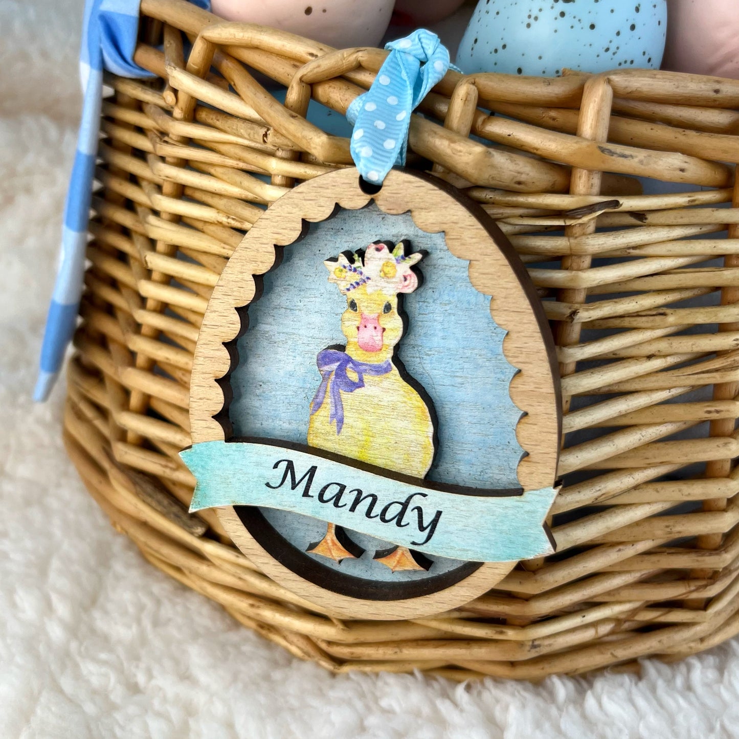 Wooden Layered Personalised Easter Decoration - Duck