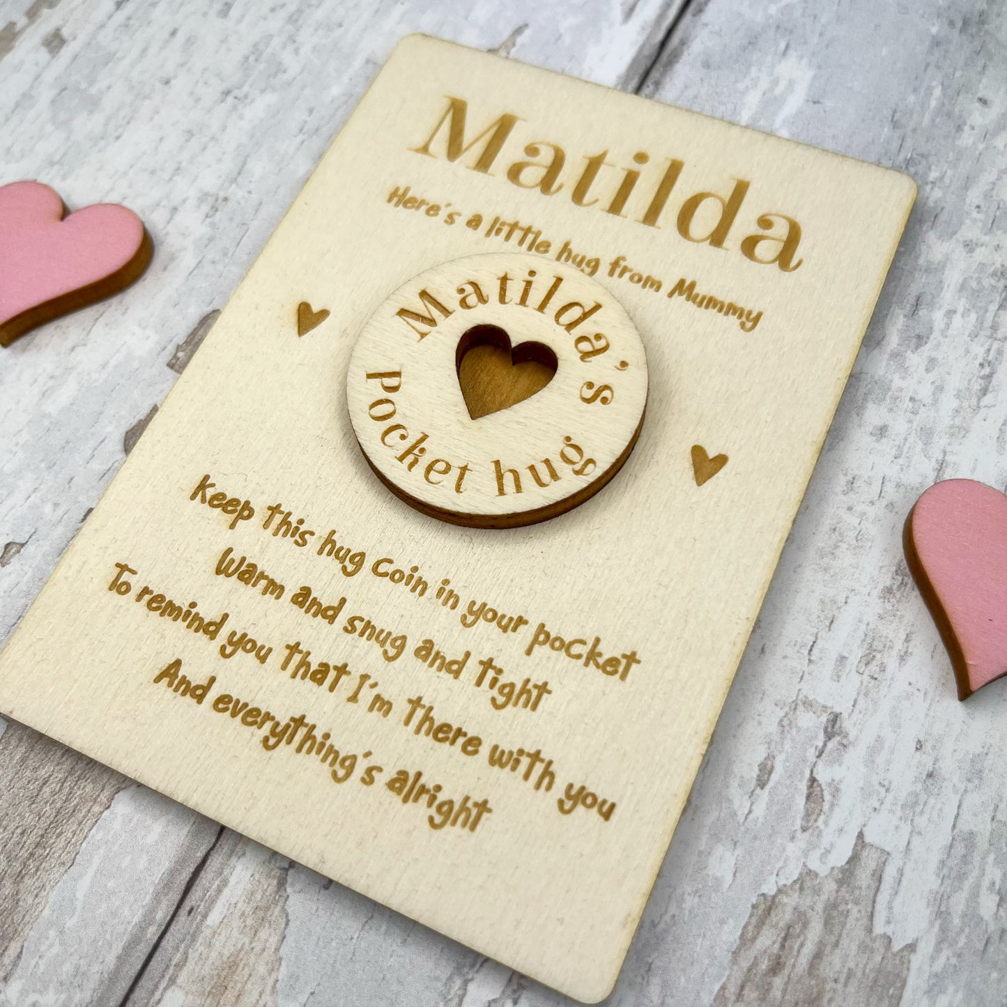 Personalised Back to School Pocket Hug Heart Token