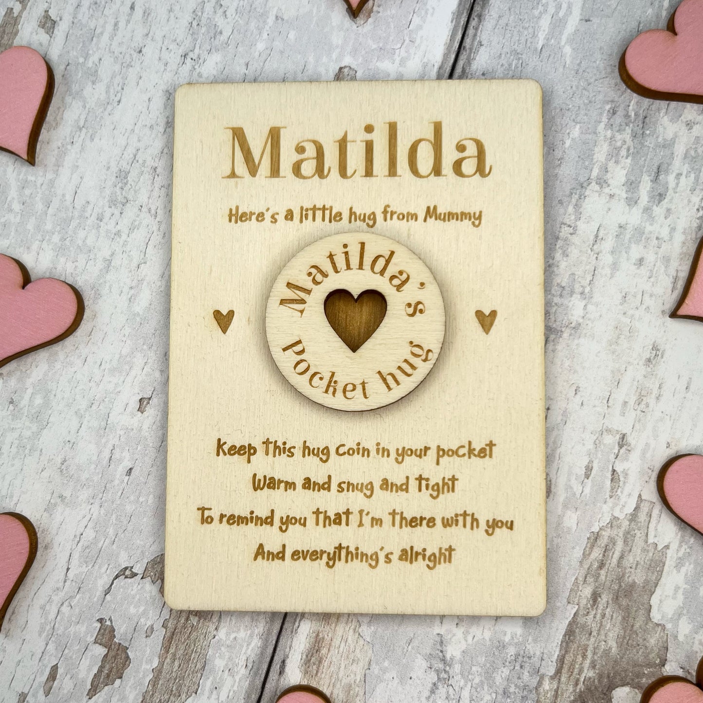 Personalised Back to School Pocket Hug Heart Token