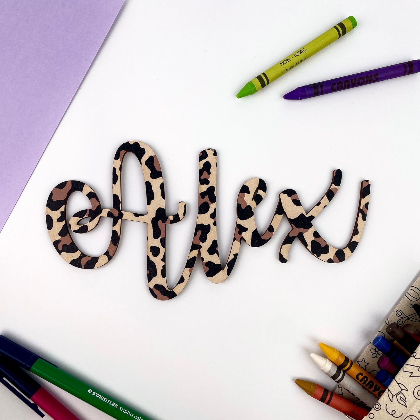 Personalised Printed Name Sign - Leopard Print Pattern