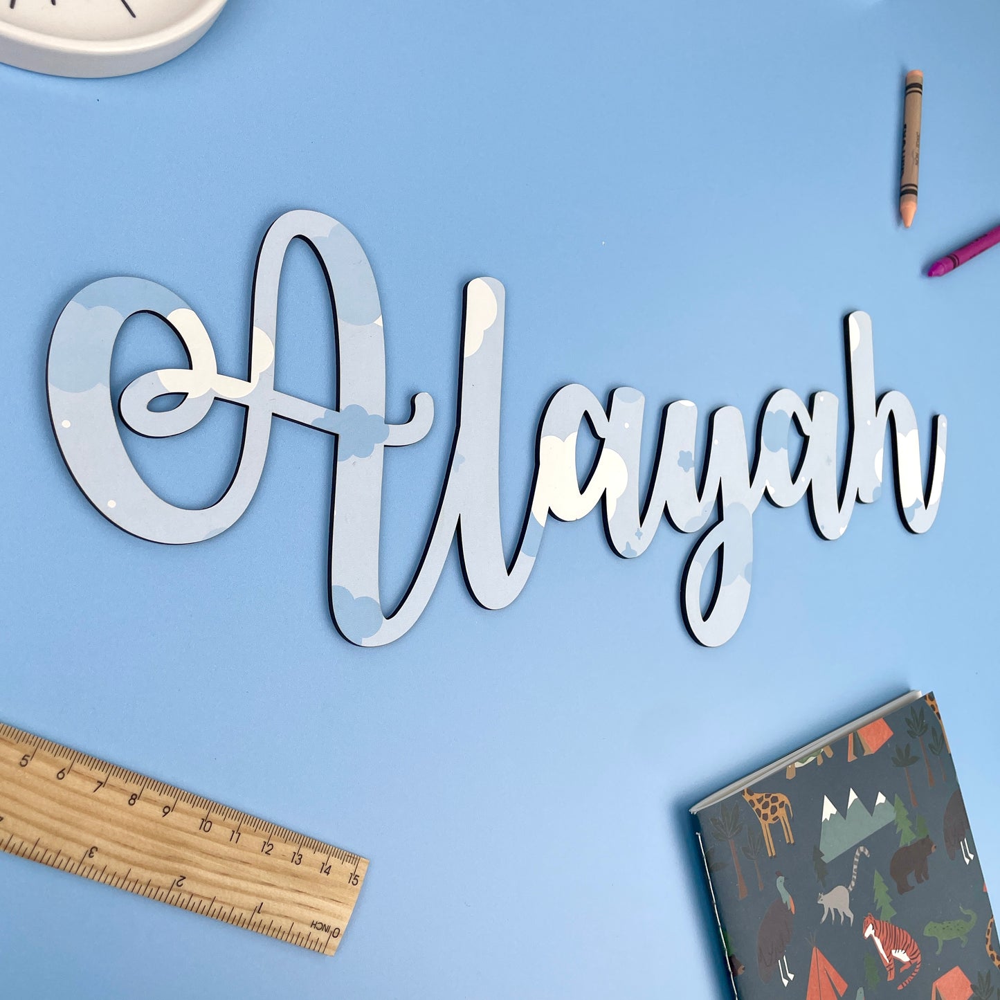 Personalised Printed Name Sign - Cloud Pattern