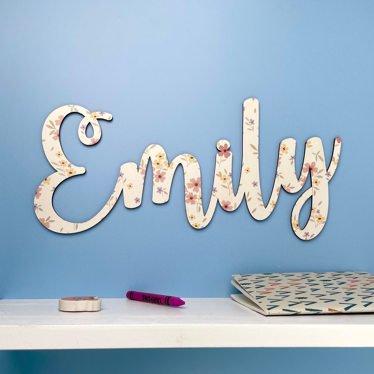 Personalised Printed Name Sign - Ditsy Flower Pattern