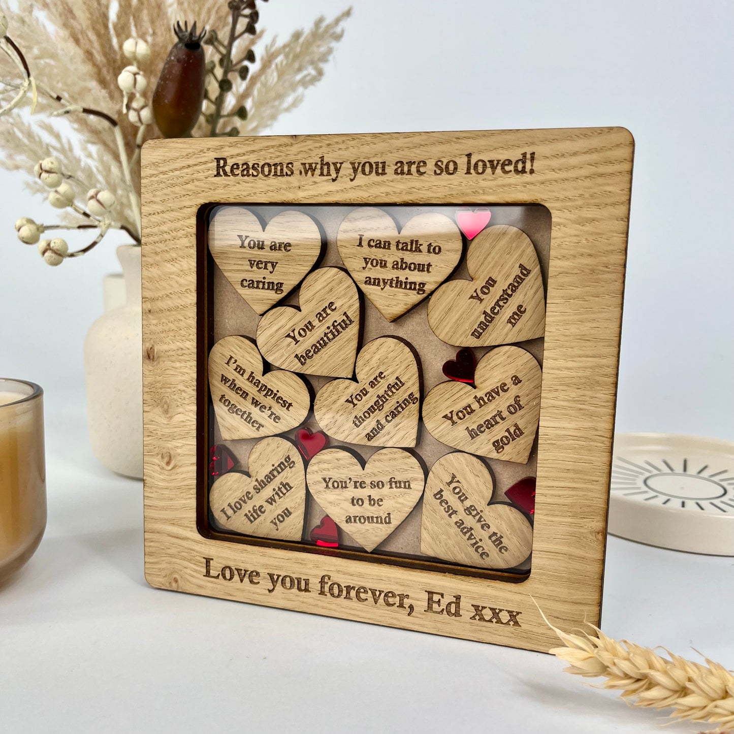 Heart Shaped 'Reasons Why I Love You' Custom Frame