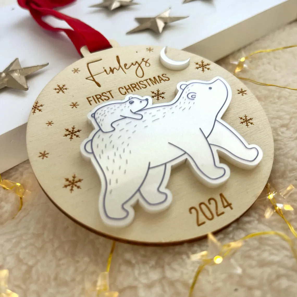 Personalised Christmas Baby Polar Bear Decoration